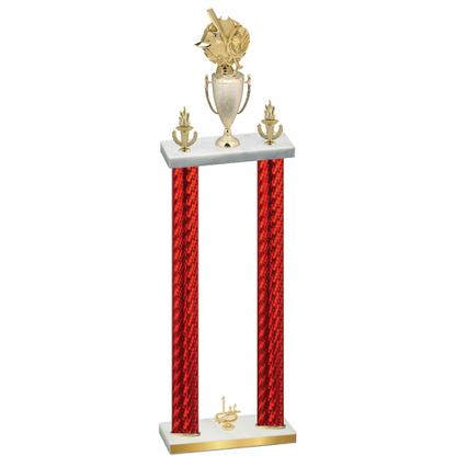 Double Red Carbon Fiber First Place Baseball Trophy