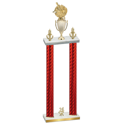 Double Red Carbon Fiber Year Baseball Trophy