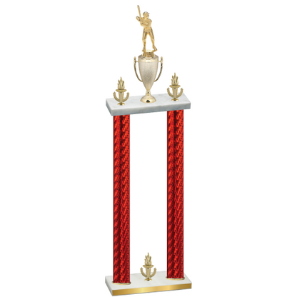 Double Red Carbon Fiber Victory Baseball Trophy