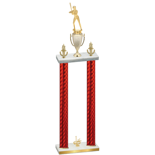 Double Red Carbon Fiber First Place Softball Trophy