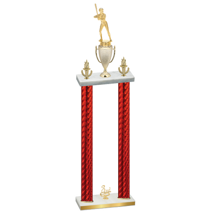 Double Red Carbon Fiber Third Place Softball Trophy