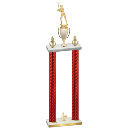 Double Red Carbon Fiber Fourth Place Softball Trophy