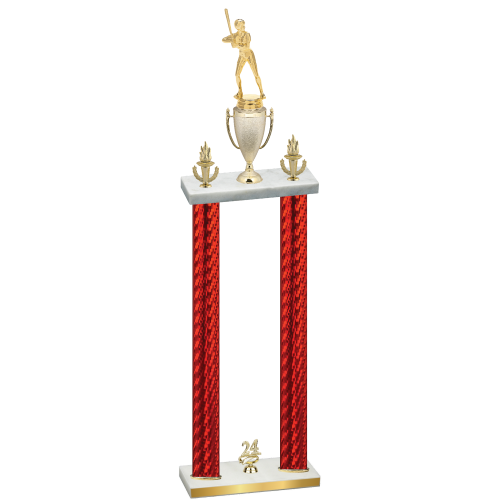 Double Red Carbon Fiber Year Softball Trophy