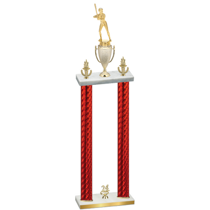 Double Red Carbon Fiber Year Softball Trophy