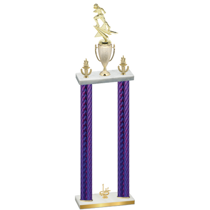 Double Purple Carbon Fiber First Place Football Trophy