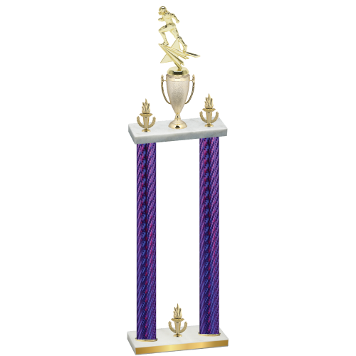 Double Purple Carbon Fiber Victory Football Trophy