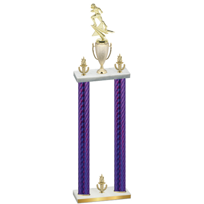 Double Purple Carbon Fiber Victory Football Trophy