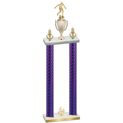 Double Purple Carbon Fiber Fourth Place Soccer Trophy