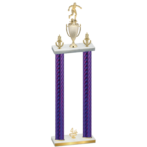 Double Purple Carbon Fiber Fourth Place Soccer Trophy