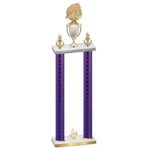 Double Purple Carbon Fiber Fourth Place Soccer Trophy