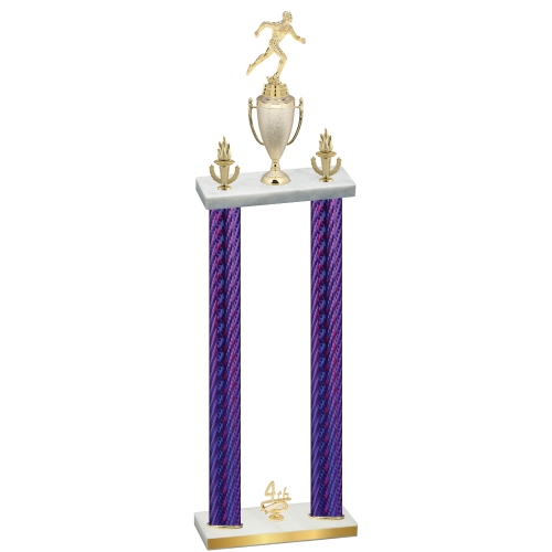 Double Purple Carbon Fiber Fourth Place Running Trophy