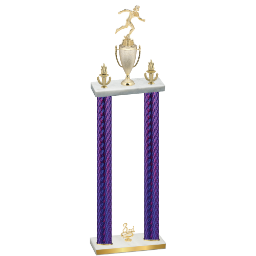 Double Purple Carbon Fiber Third Place Running Trophy