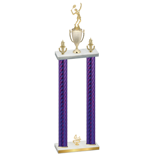 Double Purple Carbon Fiber Fourth Place Tennis Trophy