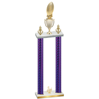 Double Purple Carbon Fiber Third Place Football Trophy