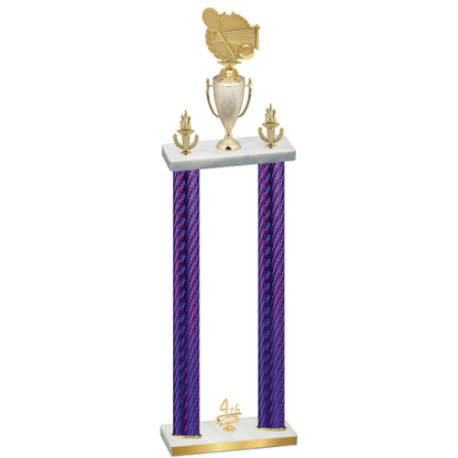 Double Purple Carbon Fiber Fourth Place Tennis Trophy