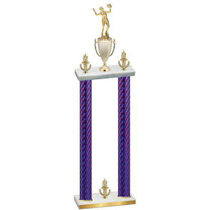 Double Purple Carbon Fiber Victory Volleyball Trophy