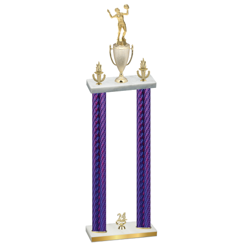 Double Purple Carbon Fiber Year Volleyball Trophy
