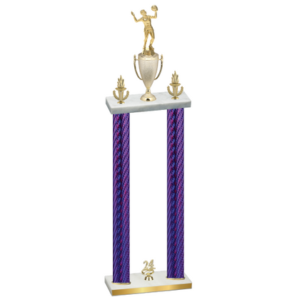 Double Purple Carbon Fiber Year Volleyball Trophy