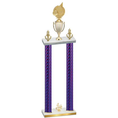 Double Purple Carbon Fiber Fourth Place Volleyball Trophy