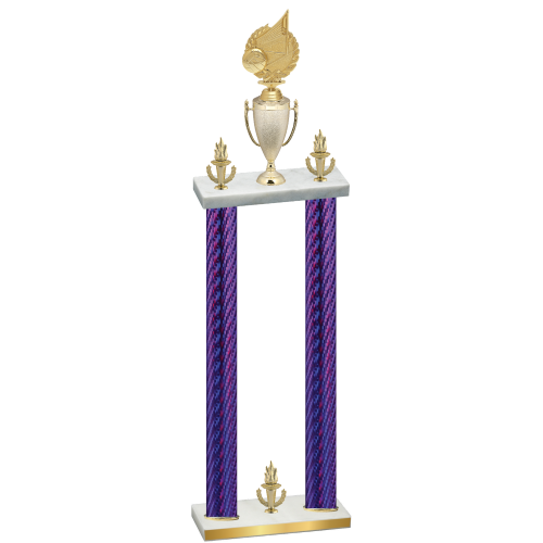 Double Purple Carbon Fiber Victory Volleyball Trophy
