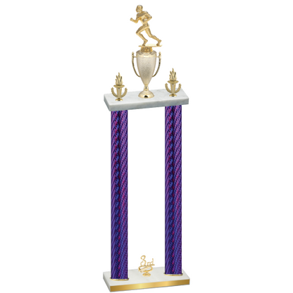 Double Purple Carbon Fiber Third Place Football Trophy