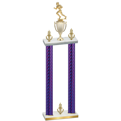 Double Purple Carbon Fiber Victory Football Trophy