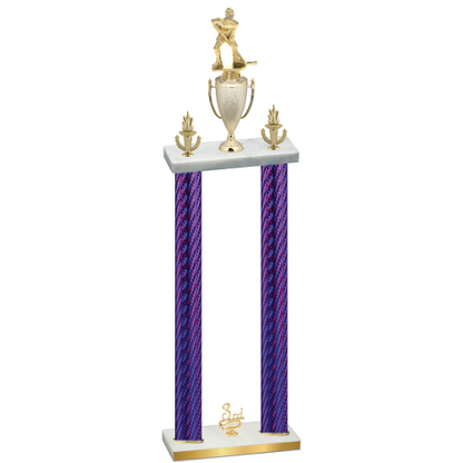 Double Purple Carbon Fiber Third Place Hockey Trophy