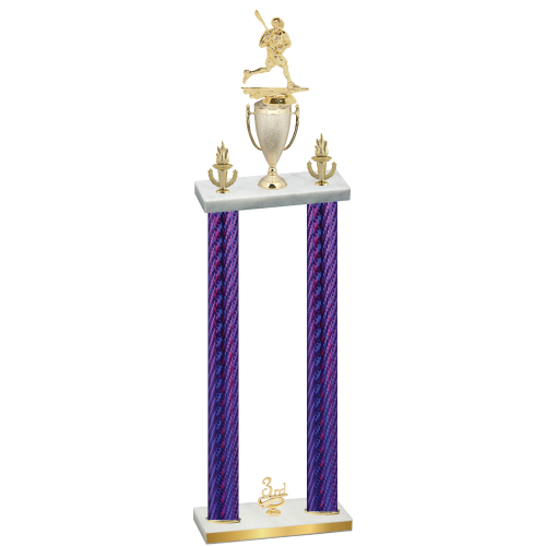 Double Purple Carbon Fiber Third Place Lacrosse Trophy