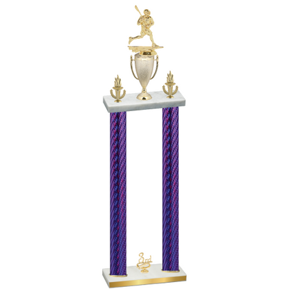 Double Purple Carbon Fiber Third Place Lacrosse Trophy
