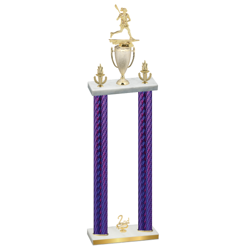 Double Purple Carbon Fiber Second Place Lacrosse Trophy