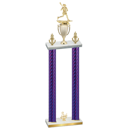 Double Purple Carbon Fiber Third Place Lacrosse Trophy