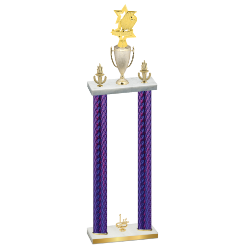Double Purple Carbon Fiber First Place Pickleball Trophy