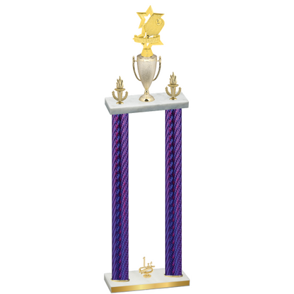 Double Purple Carbon Fiber First Place Pickleball Trophy