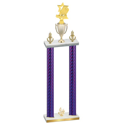 Double Purple Carbon Fiber Fourth Place Pickleball Trophy