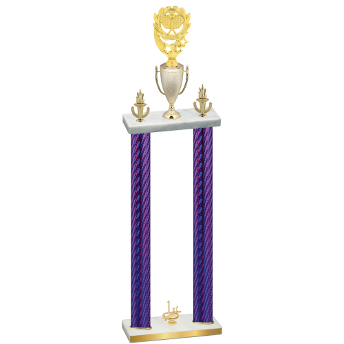 Double Purple Carbon Fiber First Place Pickleball Trophy