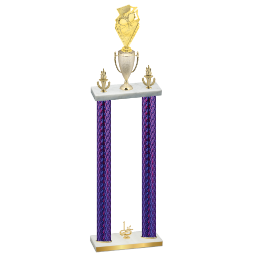 Double Purple Carbon Fiber First Place Pickleball Trophy