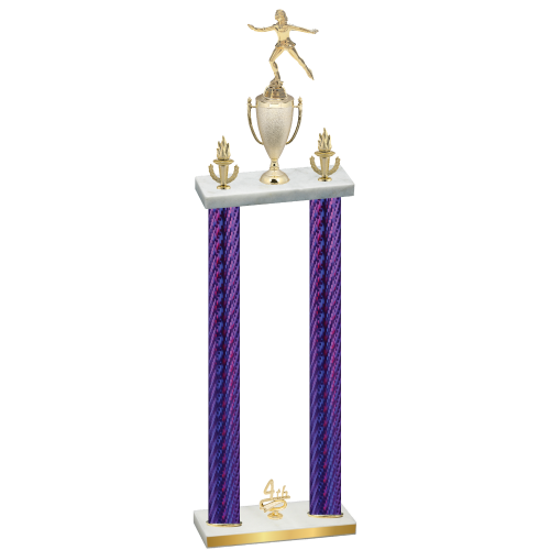 Double Purple Carbon Fiber Fourth Place Skater Trophy
