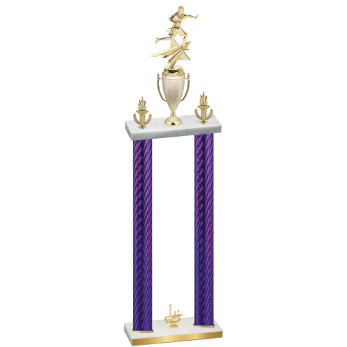 Double Purple Carbon Fiber First Place Flag Football Trophy