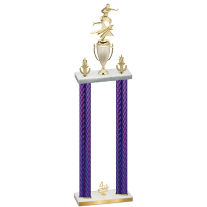 Double Purple Carbon Fiber Fourth Place Flag Football Trophy