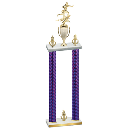 Double Purple Carbon Fiber Victory Flag Football Trophy