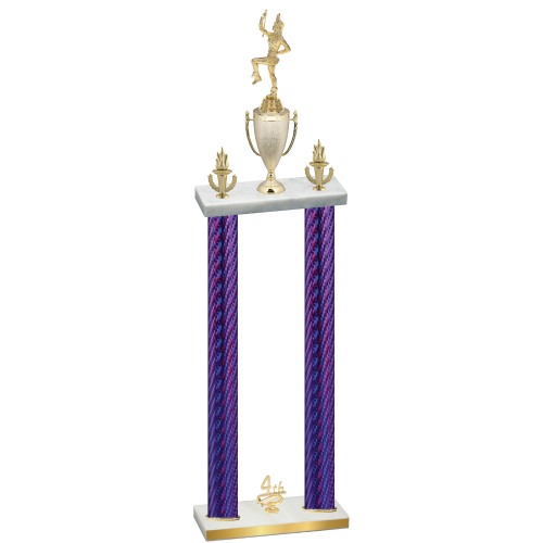 Double Purple Carbon Fiber Fourth Place Majorette Trophy
