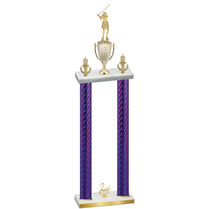Double Purple Carbon Fiber Second Place Golf Trophy