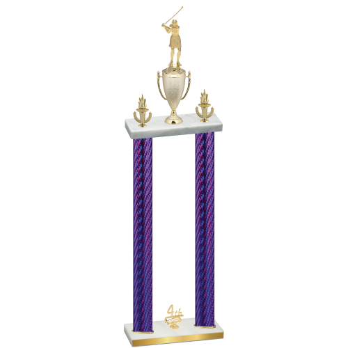 Double Purple Carbon Fiber Fourth Place Golf Trophy