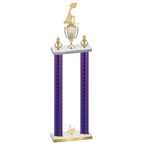 Double Purple Carbon Fiber Third Place Golf Trophy