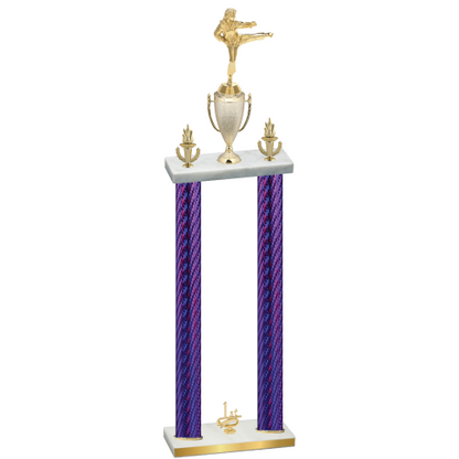 Double Purple Carbon Fiber First Place Karate Trophy