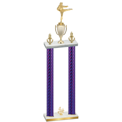 Double Purple Carbon Fiber Fourth Place Karate Trophy