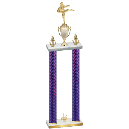 Double Purple Carbon Fiber First Place Karate Trophy