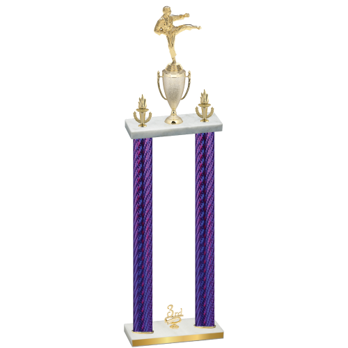 Double Purple Carbon Fiber Third Place Karate Trophy