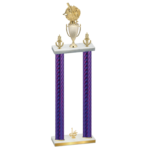 Double Purple Carbon Fiber First Place Baseball Trophy