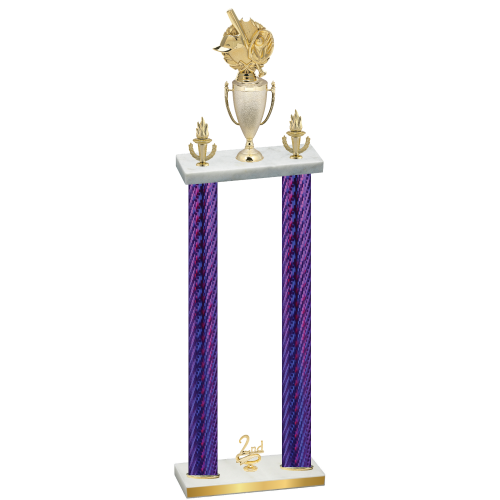 Double Purple Carbon Fiber Second Place Baseball Trophy